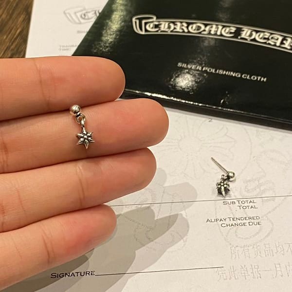 Secured Chrome Hearts TNY STR DRP Earrings Both Ears Replica Kuv55222