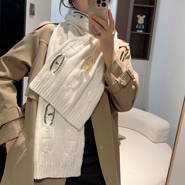 New color ☆ Rare Hermes Tri-Maillon knit scarf fake cashmere erw97726 New color ☆ Rare Hermes Tri-Maillon knit scarf fake cashmere erw97726