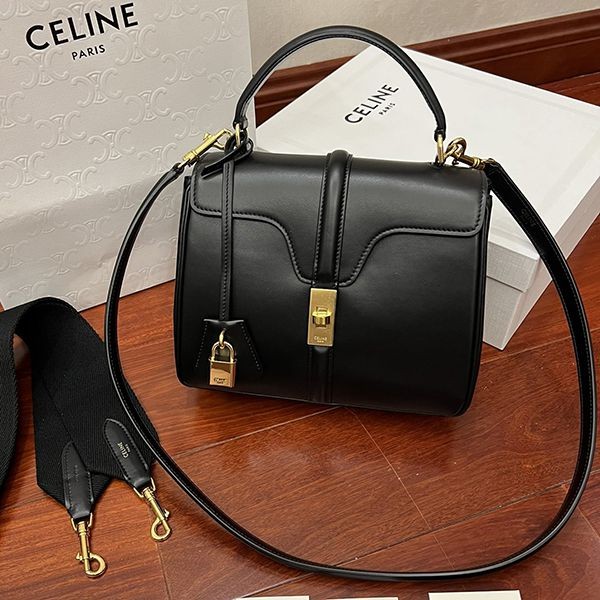 Rare Celine 16 Small Replica 2WAY Handbag Black 188003BEY