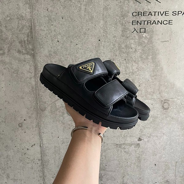 Prada nappa leather slide sandals replica puj30136 Prada nappa leather slide sandals replica puj30136