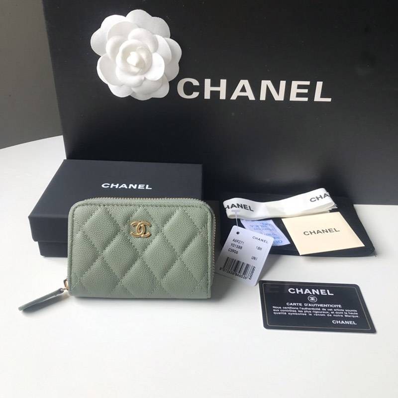 21-22AW Chanel Zip Coin Purse Replica Caviar Skin shl24406