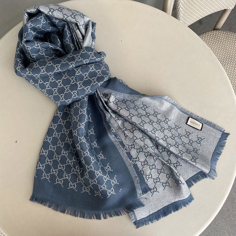 21-22AW Gucci GG Jacquard Replica Wool Scarf gut11278
