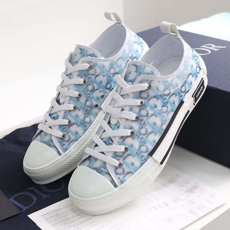 [Immediate delivery] Dior B23 replica low-top sneakers ★ Oblique pixel canvas blue deb45985
