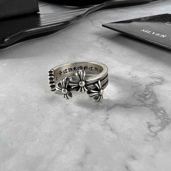 Chrome Hearts N Grade 3 CH CRS Three CH Cross Silver Ring Kus23704 Chrome Hearts N Grade 3 CH CRS Three CH Cross Silver Ring Kus23704
