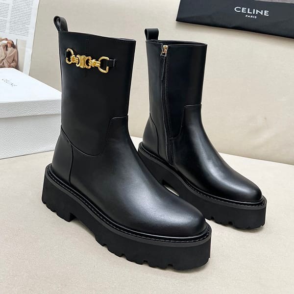 ☆Super popular☆Celine replica Galette double buckle zipped boots Ceq76985