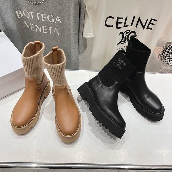 Secured Celine Replica Rubber & Calfskin Mid Rain Boots 2 Colors deu94307