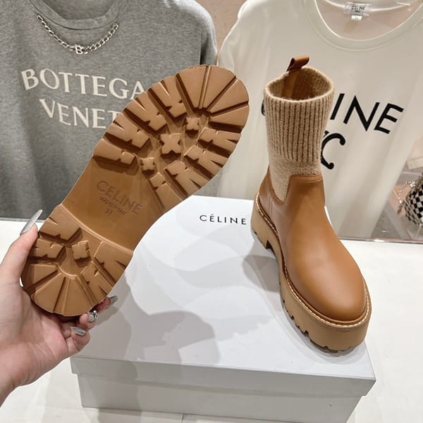 Secured Celine Replica Rubber & Calfskin Mid Rain Boots 2 Colors deu94307