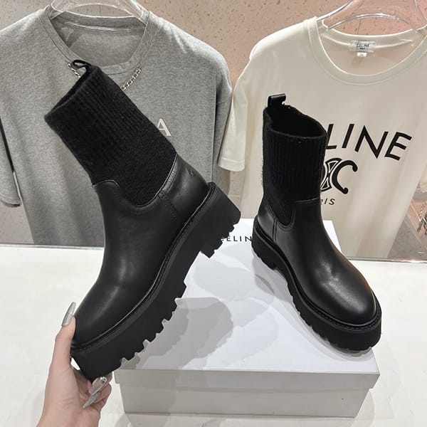Secured Celine Replica Rubber & Calfskin Mid Rain Boots 2 Colors deu94307