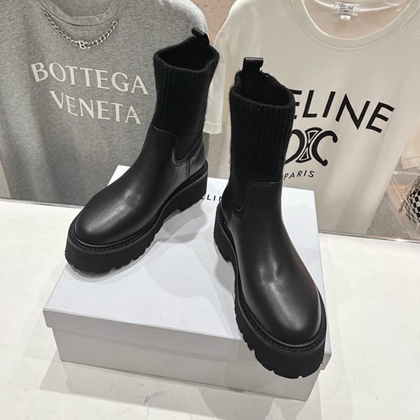 Secured Celine Replica Rubber & Calfskin Mid Rain Boots 2 Colors deu94307