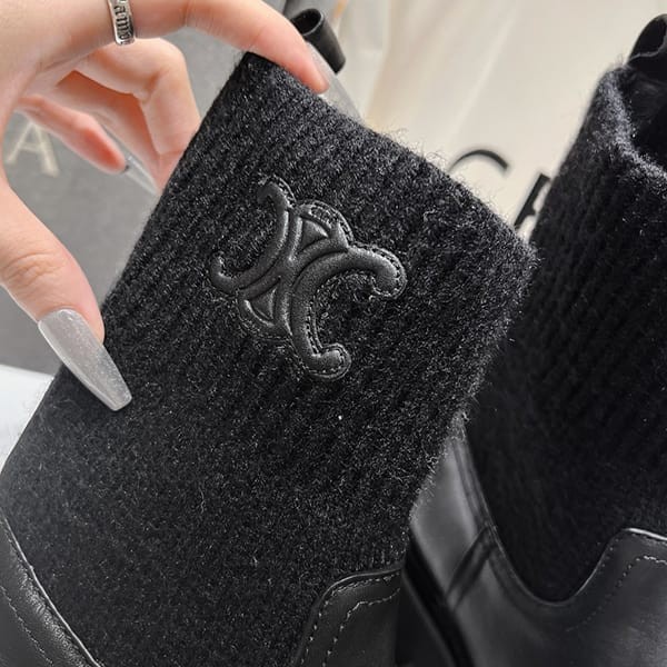 Secured Celine Replica Rubber & Calfskin Mid Rain Boots 2 Colors deu94307