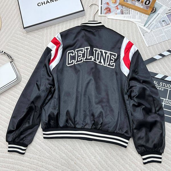 Featured ★ Celine bomber jacket replica black satin 2W867532T