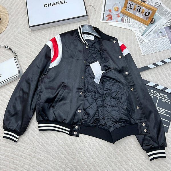 Featured ★ Celine bomber jacket replica black satin 2W867532T