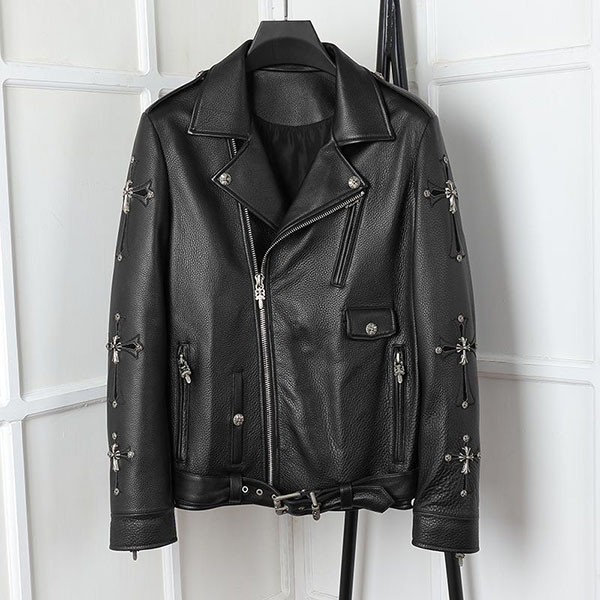 ◆Rare Chrome Hearts [JJ DEAN/Leather Jacket Fake] ◆CH Dagger Kuf69393