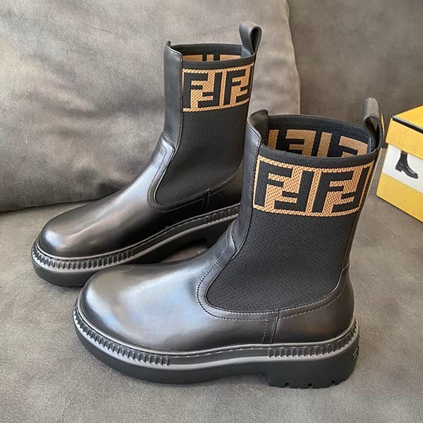 n grade recommended fendi domino black leather biker boots fake fem50510