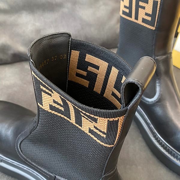 n grade recommended fendi domino black leather biker boots fake fem50510
