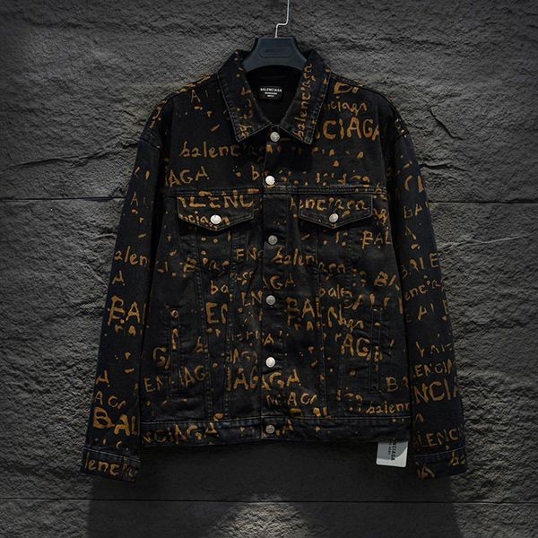 Extremely rare! 24FW Balenciaga All-Over logo fake denim jacket bax05565