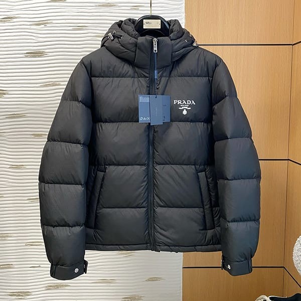 Popular all over the world? Prada Parody Cropped Re-Nylon Down Jacket Dark Green pux85215