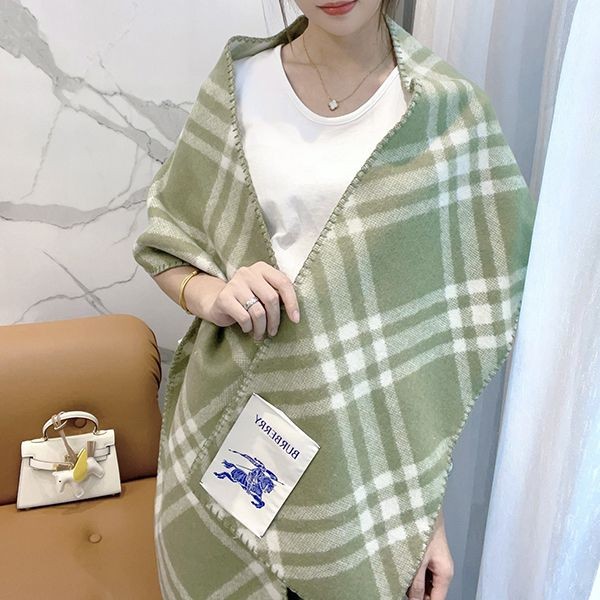 [Burberry] Check wool scarf, fake green, Burberry Baf85082