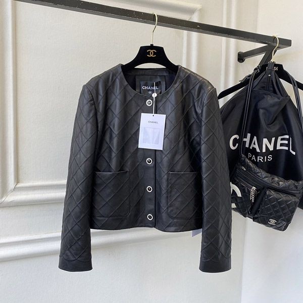 New Chanel Matelasse Leather Jacket Replica sha19876