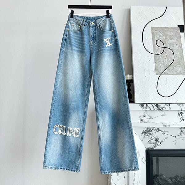 Eye-catching color Celine mid-rise jeans denim pants replica Cet48663