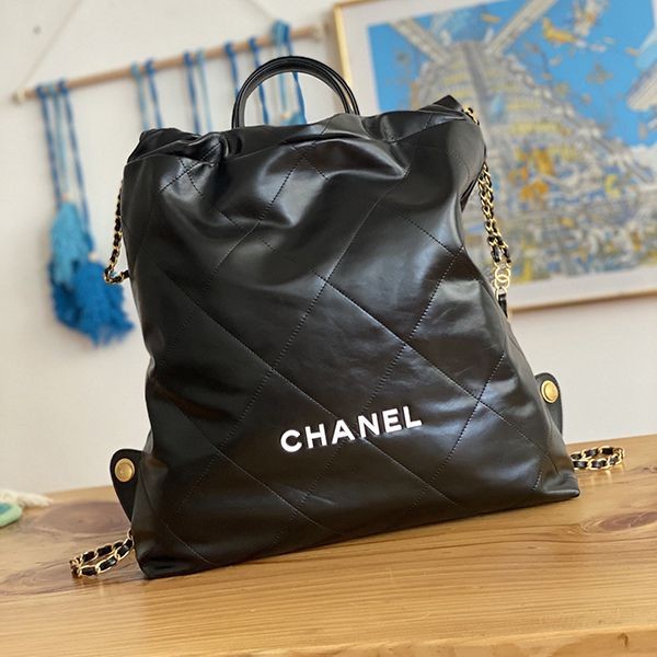 Eye-catching color Chanel backpack quilted black backpack fake shd49190