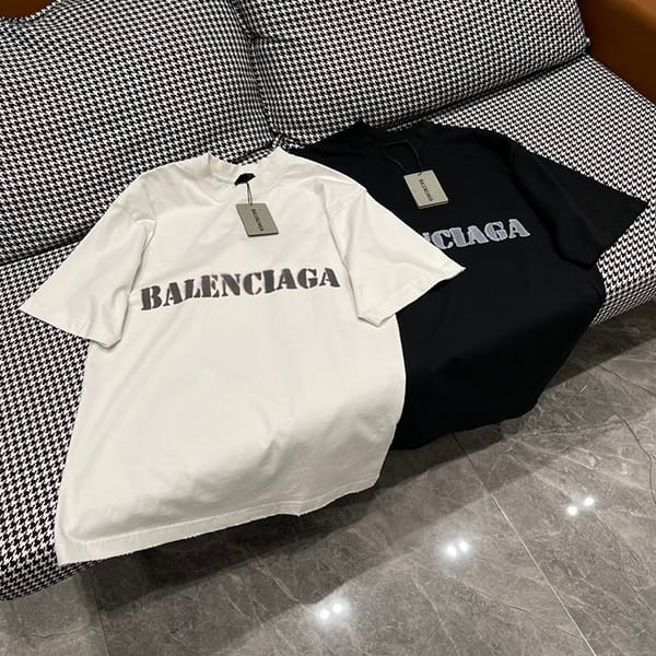 Cute Balenciaga STENCIL TYPE T-shirt with logo, short sleeves, cotton, knockoff, 3 colors, bae16168 Cute Balenciaga STENCIL TYPE T-shirt with logo, short sleeves, cotton, knockoff, 3 colors, bae16168