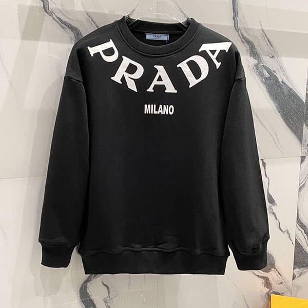 Hard to find fake Prada logo round sweatshirt T-shirt pug60594