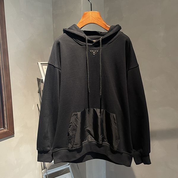 24SS Prada Logo Cotton Hoodie Re-Nylon puq35216