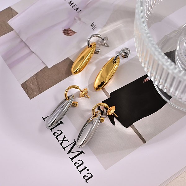 [Big attention] Bottega Veneta fake ◆ Ellipse large earrings, two colors, box00308