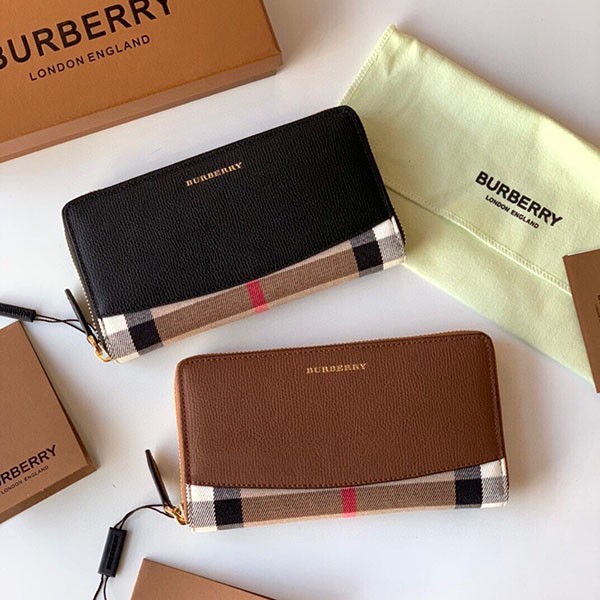 Very popular Burberry long wallet replica check pattern gift logo 2 colors Ban92473