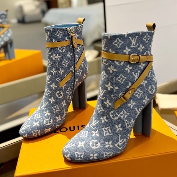 n-grade recommended Louis Vuitton ankle boots monogram denim heel 8cm vuu84043 n-grade recommended Louis Vuitton ankle boots monogram denim heel 8cm vuu84043