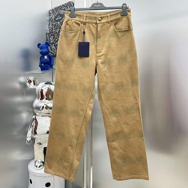 Free shipping Louis Vuitton Damier workwear cotton pants replica 1AFX52