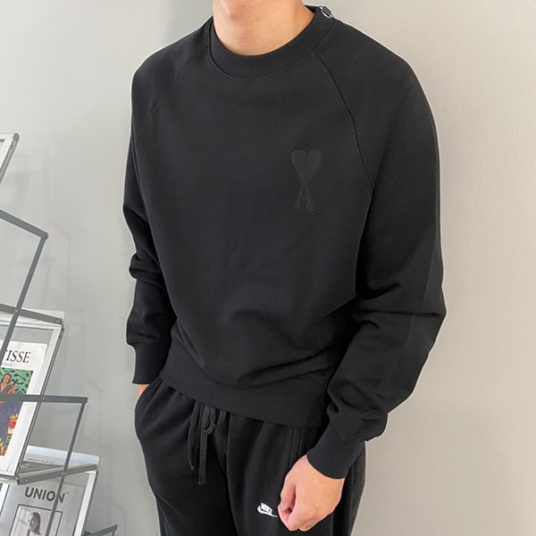 Ami Paris Replica Black Trainer Sweatshirt Logo AMQ11769 Ami Paris Replica Black Trainer Sweatshirt Logo AMQ11769