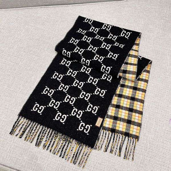 Immediate delivery Gucci GG logo wool scarf parody gus45238