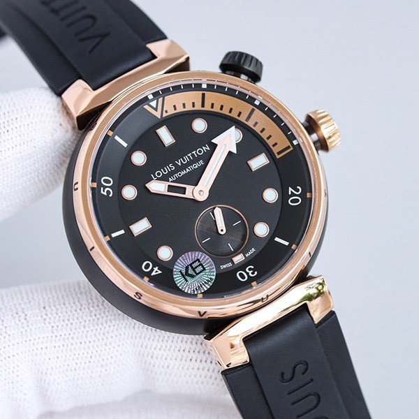 Louis Vuitton Smartwatch Cheap Tambour Automatic Street Diver Black Blaze QBB174