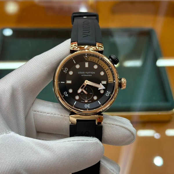 Louis Vuitton Smartwatch Cheap Tambour Automatic Street Diver Black Blaze QBB174