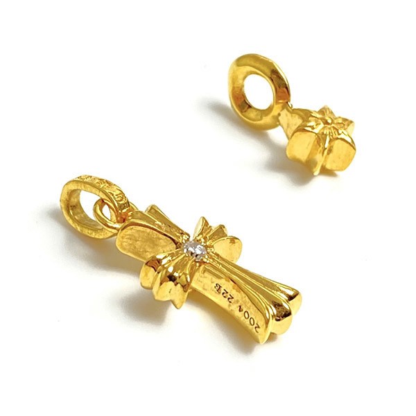 +Chrome Hearts Replica+ Gold Cross Diamond Pendant Stack Star Charm