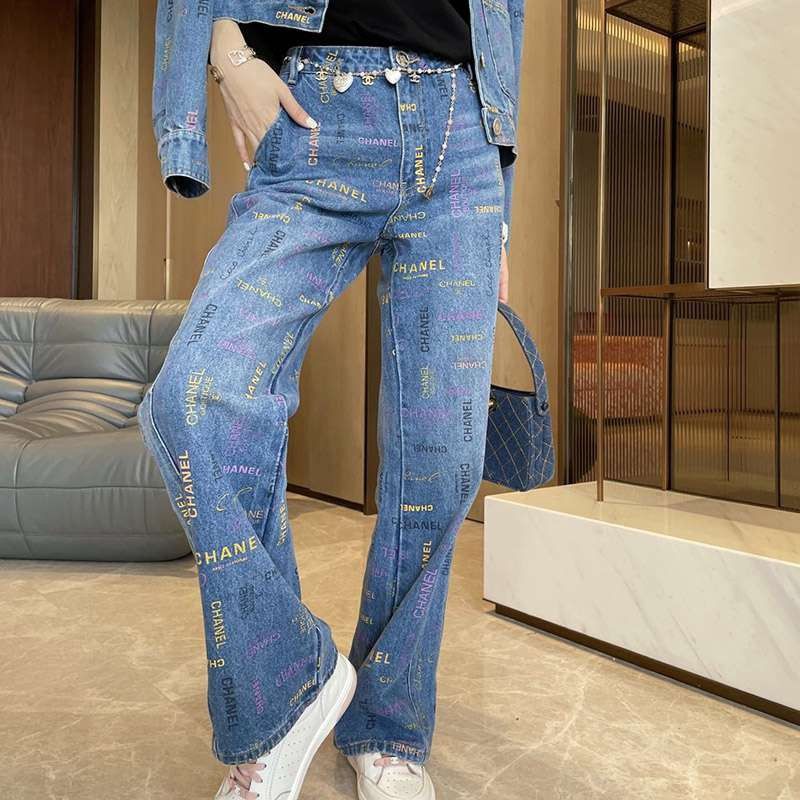 ★Japan!! Popular! Chanel Print Denim Jeans Replica sht21533