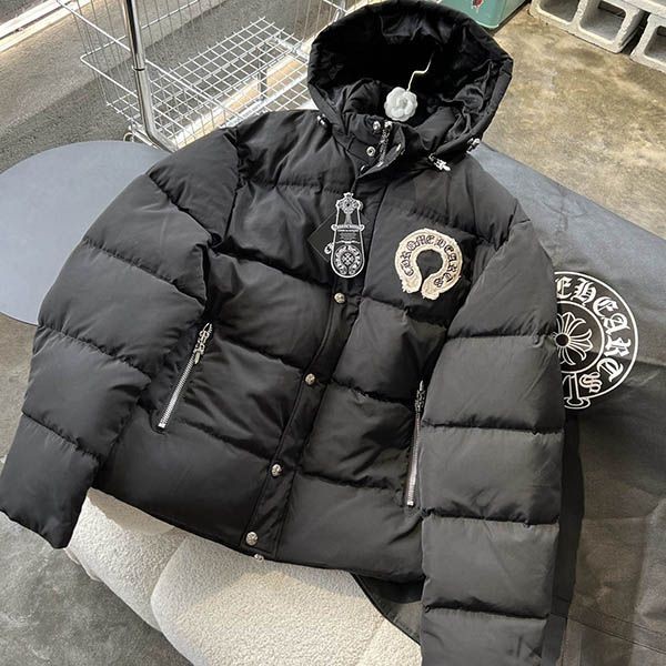 Cheap Chrome Hearts nylon down jacket replica with tracking Kul37291