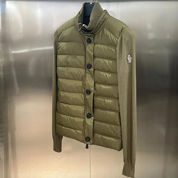 Moncler cheap padded wool cardigan with logo and long sleeves, down moj28589
