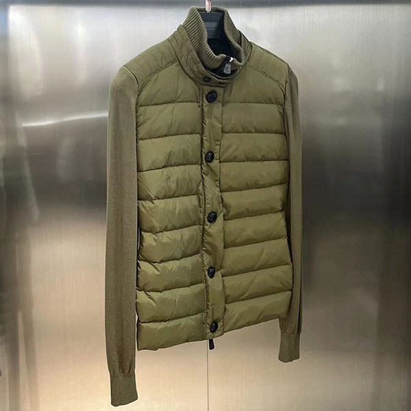 Moncler cheap padded wool cardigan with logo and long sleeves, down moj28589