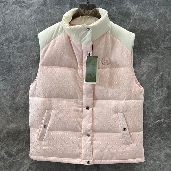 Grade N Recommended Gucci GG Cotton Canvas Down Vest Replica guh79164