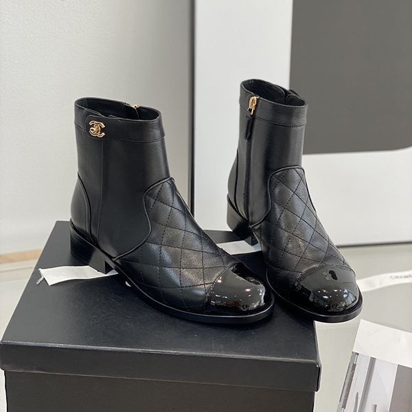 Express delivery Chanel lace-up leather ankle boots replica she17304