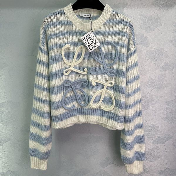 [New 2024AW] Loewe Women's Replica Stripe Anagram Sweater lou71335