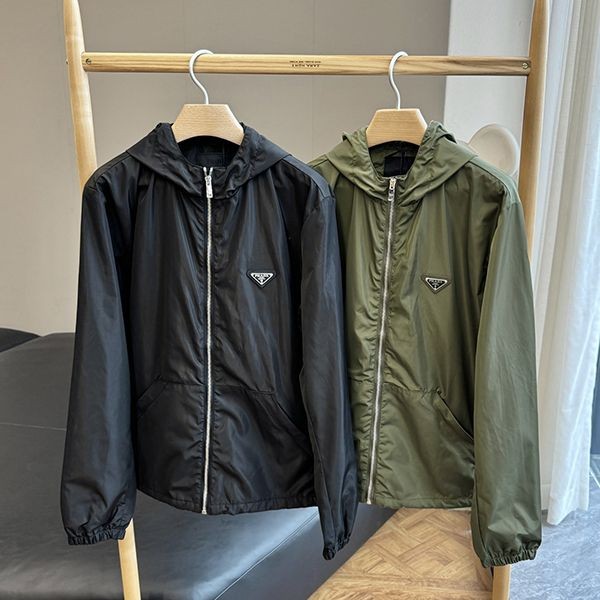 Prada Hooded Nylon Jacket Replica Black/Green puc48782 Prada Hooded Nylon Jacket Replica Black/Green puc48782