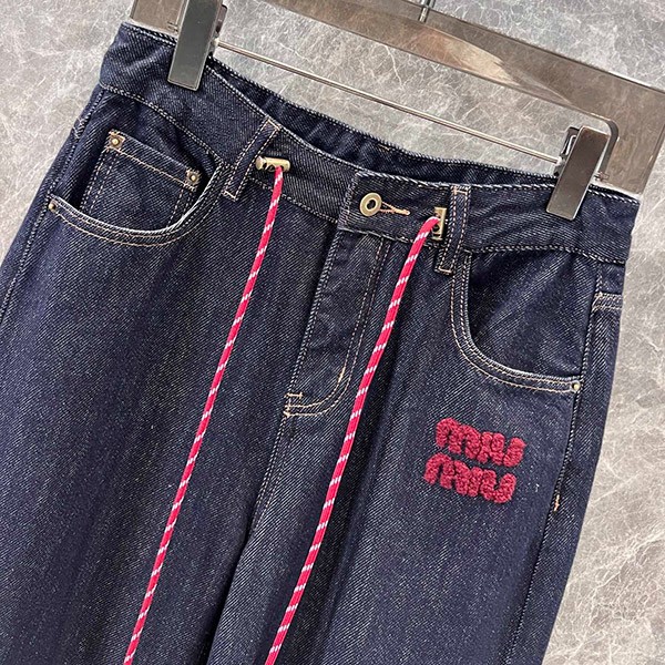 n grade recommended miumiu pleated replica logo denim jeans myy02214