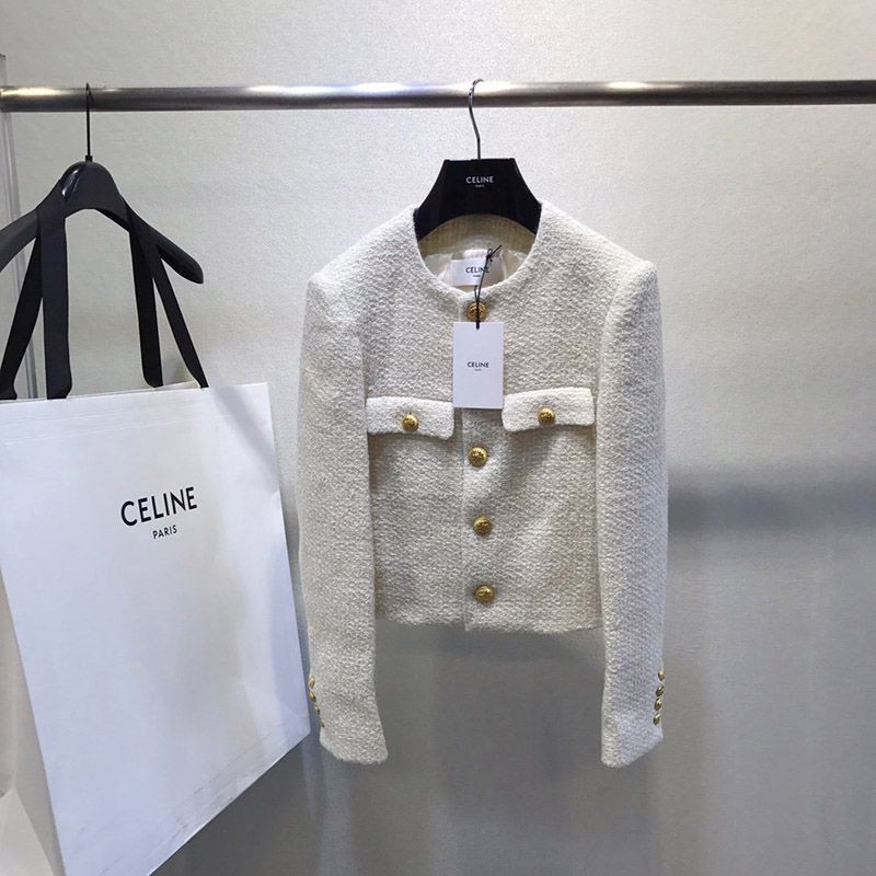 Not available in Japan 21SS New Celine Hunter Jacket Replica Tweed Button Cec74247