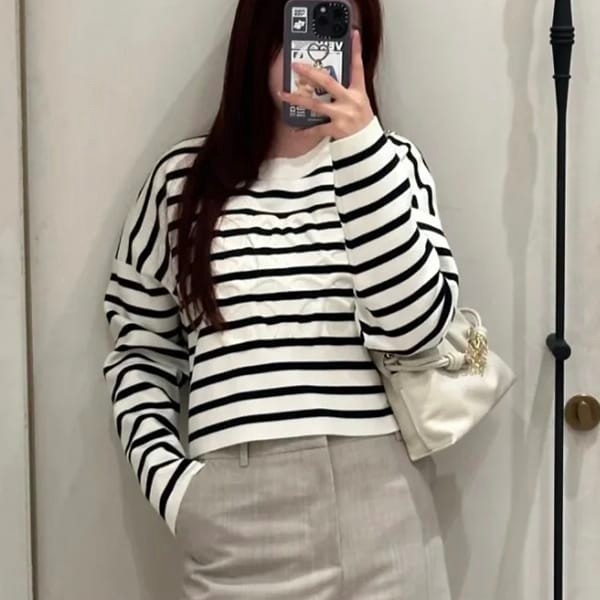 Stylish Loewe Anagram Sweater Wool Border Grade N Low59407