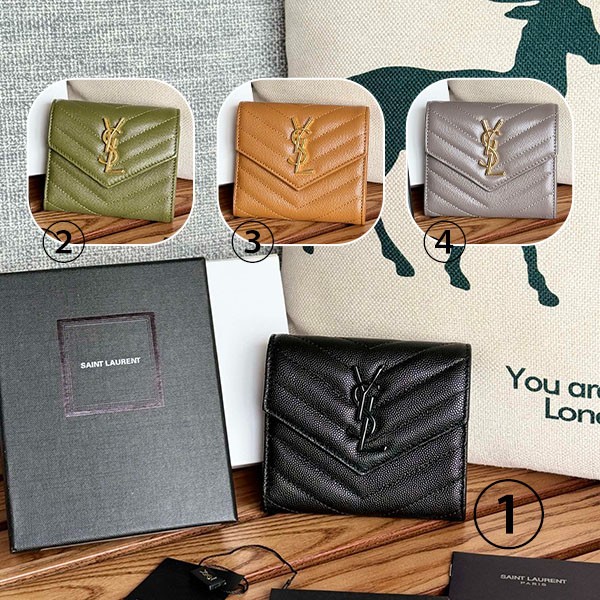 Saint Laurent Replica ★ Leather Folding Wallet 4 Colors Saj33428 Saint Laurent Replica ★ Leather Folding Wallet 4 Colors Saj33428
