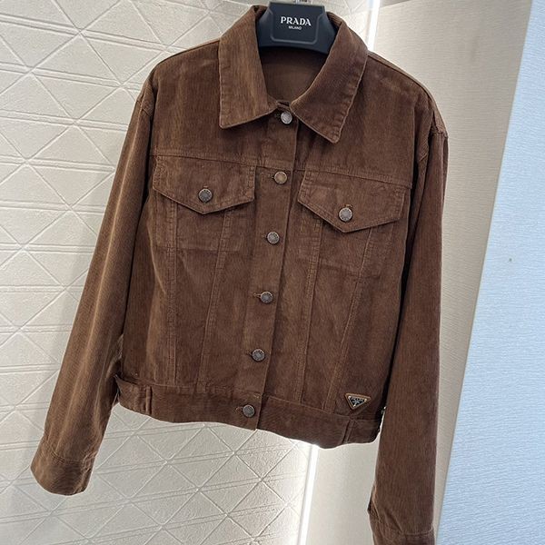Easy to use Prada logo patch corduroy shirt jacket pul31036 Easy to use Prada logo patch corduroy shirt jacket pul31036